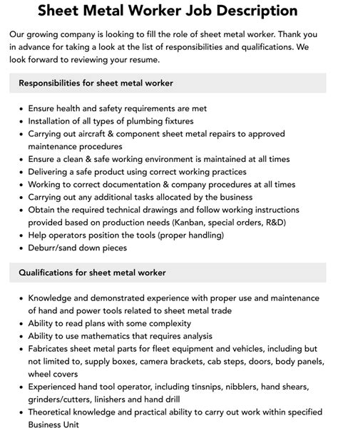 sheet metal worker requirements|sheet metal worker skills.